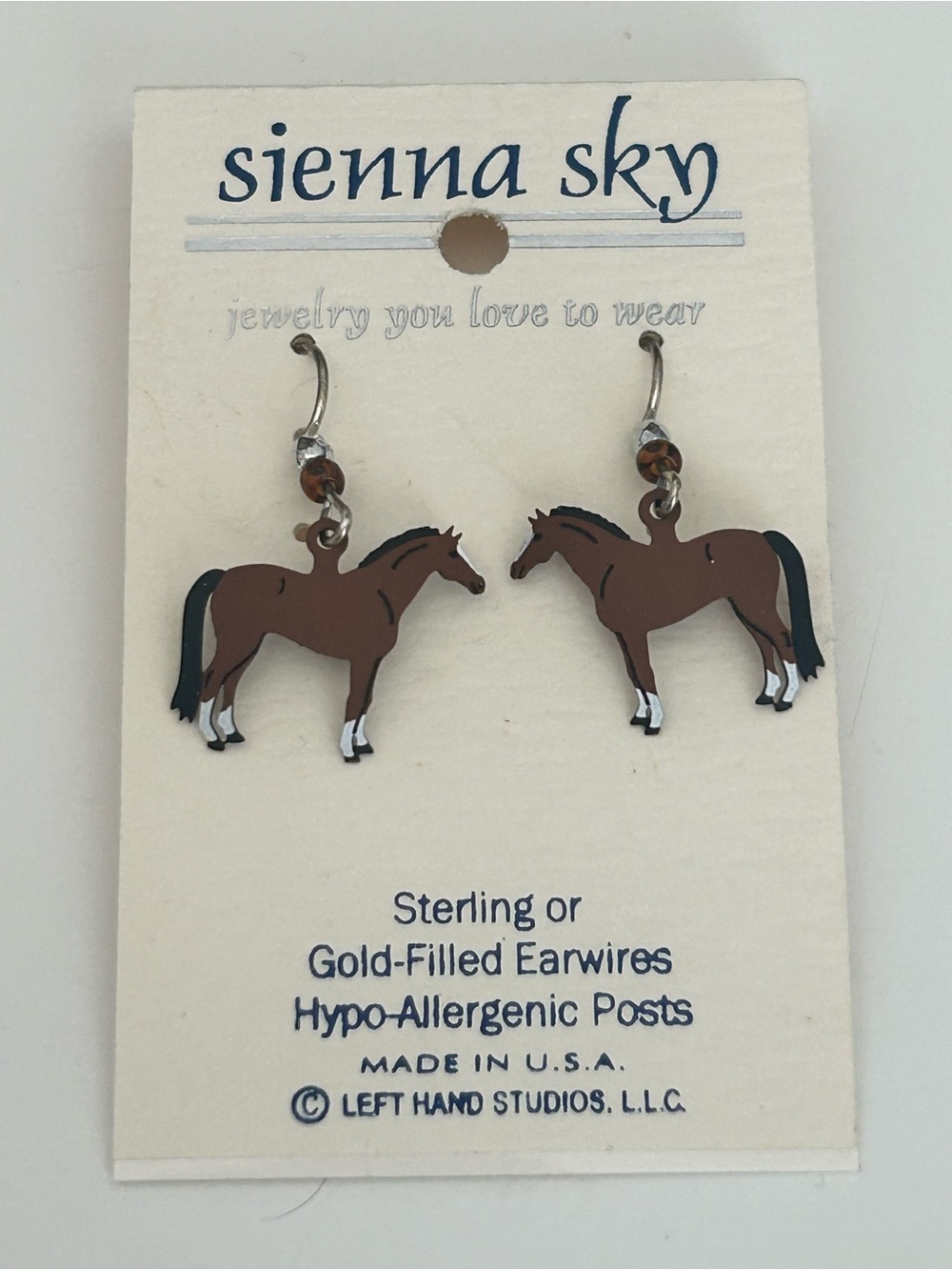 Sienna Sky Brown Horse Enamel Dangle Earrings